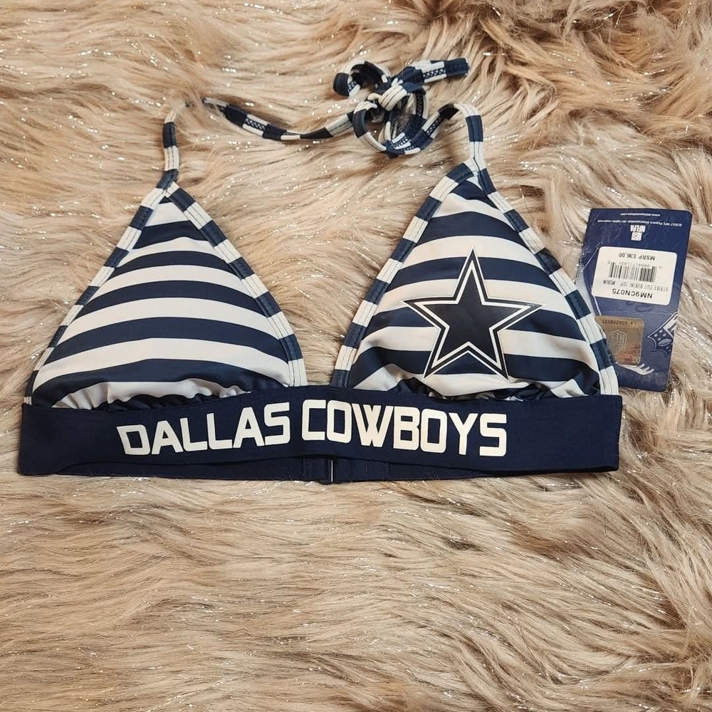 NFL Dallas Cowboys Navy and White Bikini Top